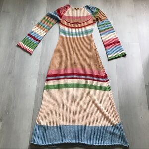 VRG GRL MAXI LONG SLEEVE CROCHET COLORBLOCK DRESS 10